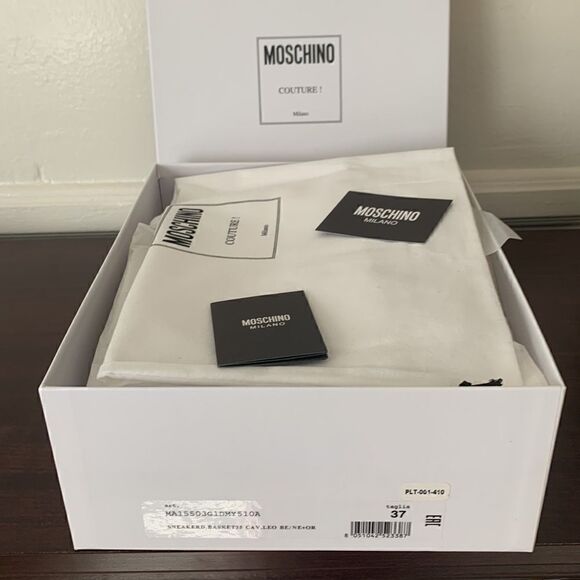Moschino genuine calf hair detail basket sneaker size 7 new - Picture 10 of 16
